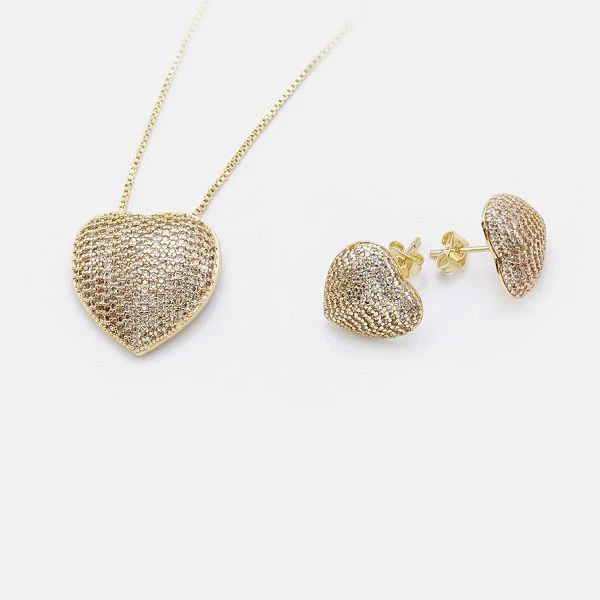 Pave Setting Heart ehete komplekt